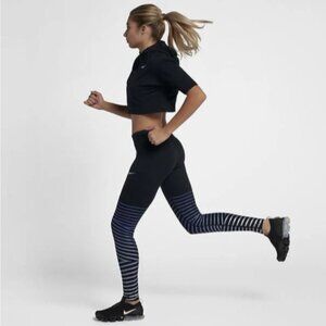Brand New Women's NIKE Power Epic Lux Metallic Striped Dri-fit Stretch Leggings